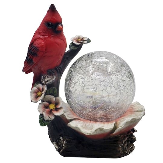 Santa's Workshop 7.5" Cardinal With Crackle Glass Ball By Santasworkshop in Red | 4" x 6" x 7.375" | Michaels®